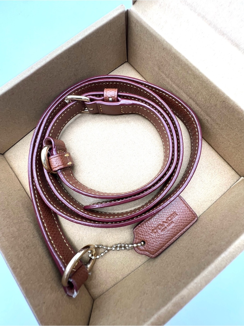 Authentic COACH Replacement Crossbody Strap & Hangtag Leather Oxblood Brown